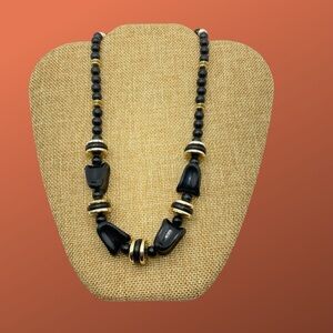 Vintage Black & Gold Acrylic Granny Core Necklace